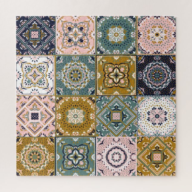Puzzle Talavera Indian : Patchwork, Ethnic Mosaic. (Vertical)