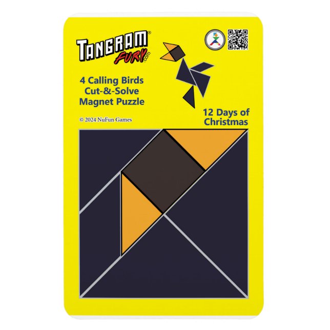 Puzzle Tangram Magnet - 4 appels d'oiseaux (Vertical)
