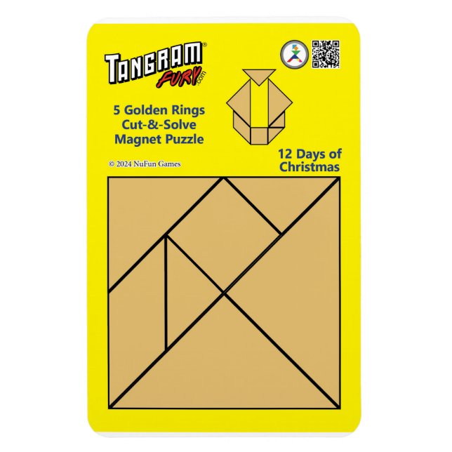 Puzzle Tangram Magnet - 5 anneaux d'or (Vertical)