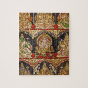 PUZZLE TANJORE PEIGNANT DES SUD INDE D'ASHTALAKSHMI