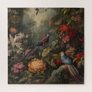 Puzzle Tapisserie de perroquets tropicaux et fleurs exoti