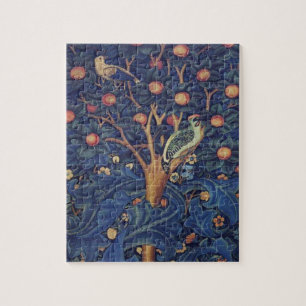 Puzzle Tapisserie Pic-vert de William Morris modèle bleu
