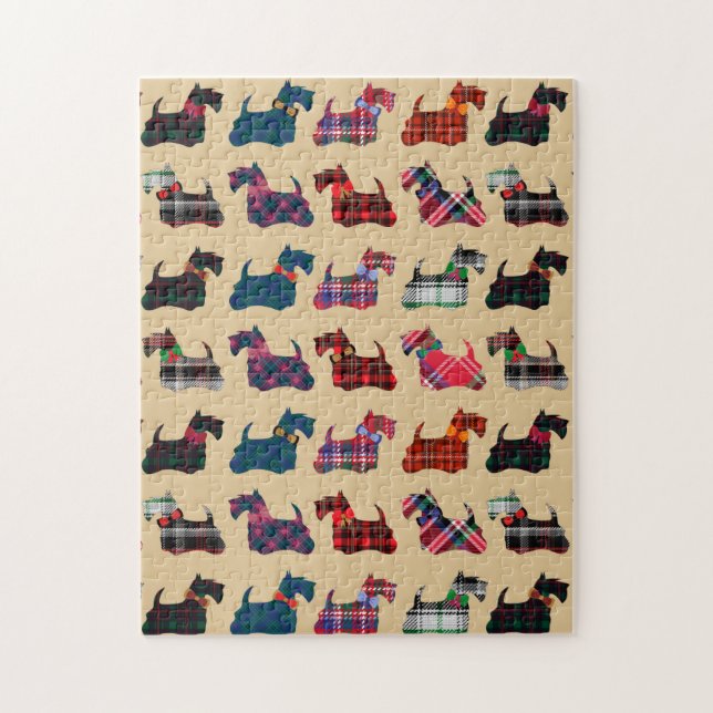 Puzzle Tartan de Noël Terriers Écossais (Vertical)