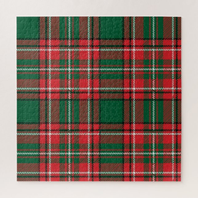 Puzzle Tartan traditionnel : motif plaid rouge-vert. (Vertical)