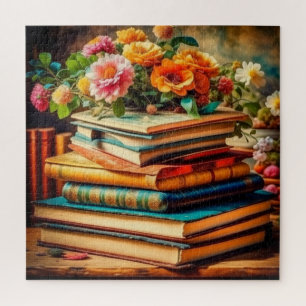 Puzzle Tas antique de livres anciens et de fleurs