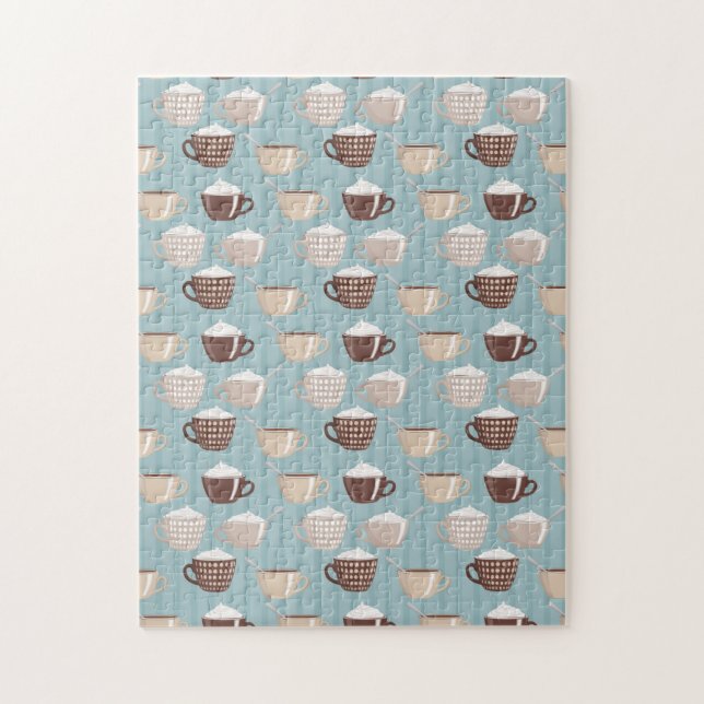 Puzzle Tasses à café Crème Bleu Lignes verticales Caféine (Vertical)