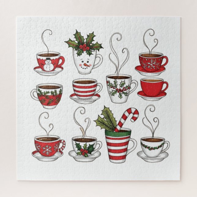Puzzle Tasses à thé drôles pour Noël  (Vertical)