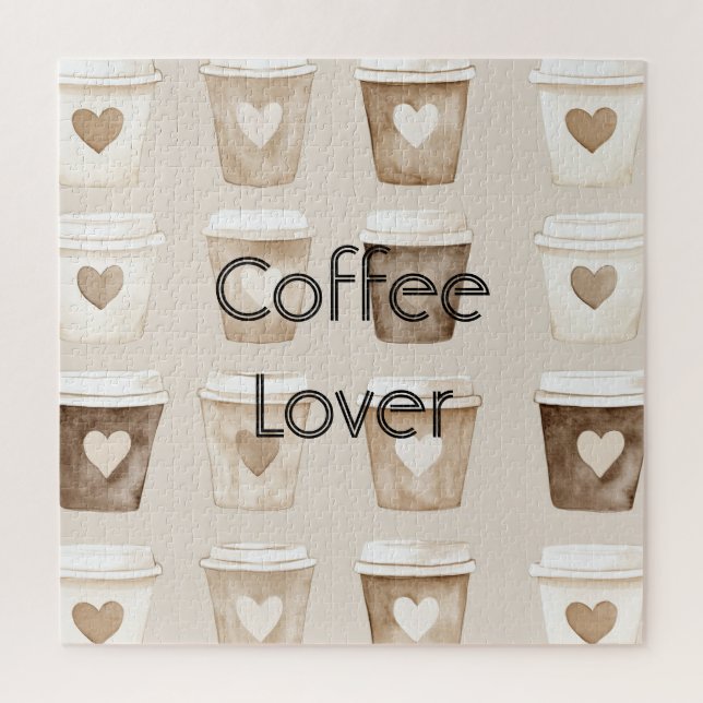 Puzzle Tasses cœur café crème   (Vertical)