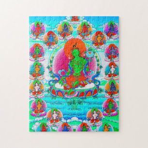 Puzzle Tatouage cool oriental tibétain thangka vert Tara
