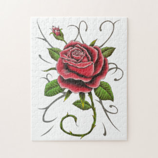 Puzzle "Tattoo Style Rose rouge"