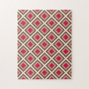 Puzzle Taupe, Taupe Légère, Diamants Ikat Rose Chaud STay