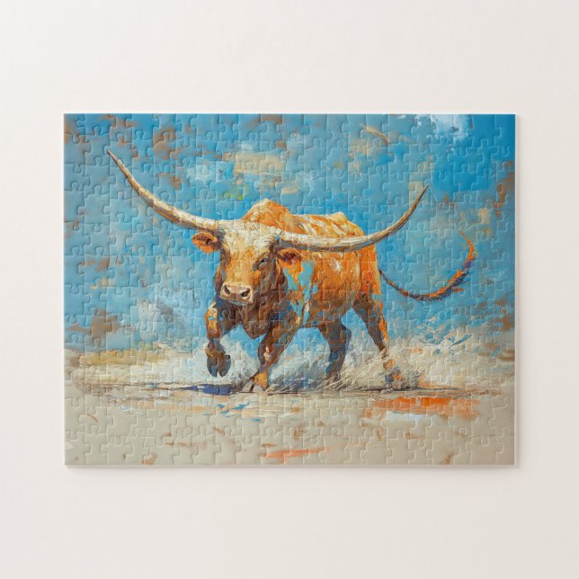 Puzzle Taureau De Chargement Avec Couleurs Vibrantes (Horizontal)