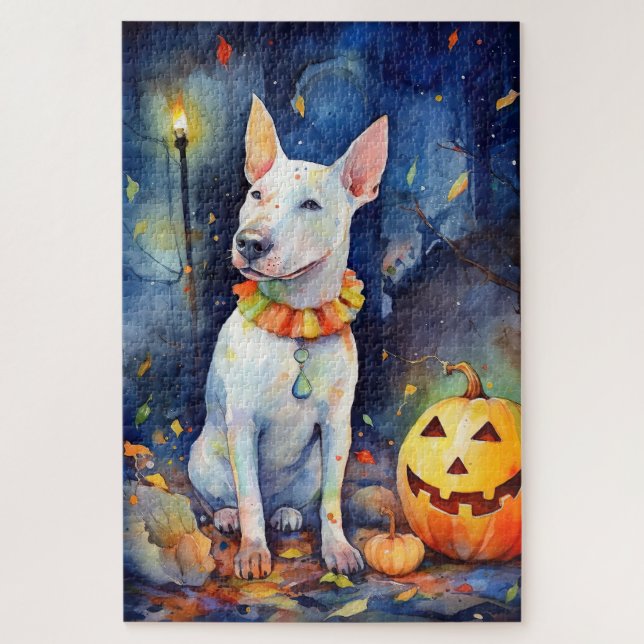 Puzzle Taureau d'Halloween avec la peur Citrouille (Vertical)