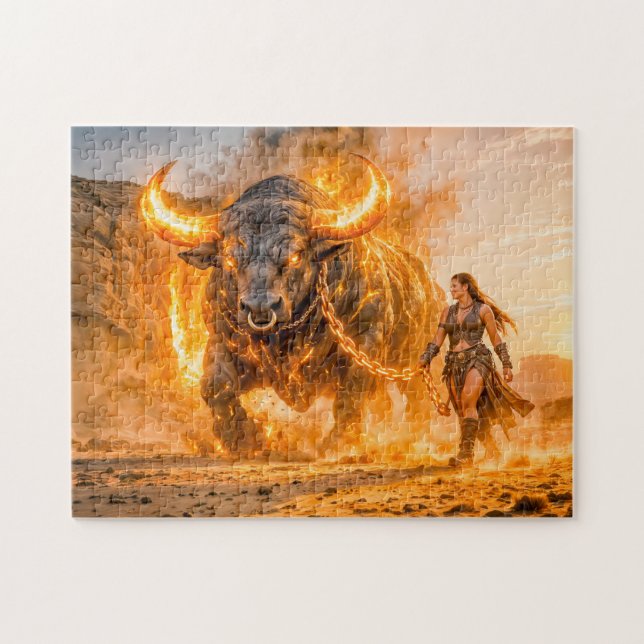 Puzzle Taureau Zodiaque avec Guerrière menant un Céleste  (Horizontal)