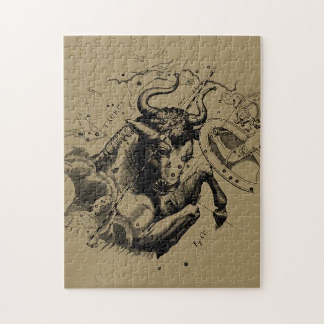 Puzzle Taurus Constellation Hevelius 1690 Engraving (Vertical)