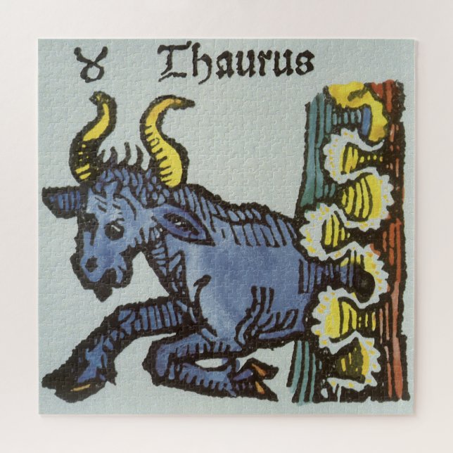 Puzzle Taurus le Taureau, Signes Vintages du Zodiaque (Horizontal)