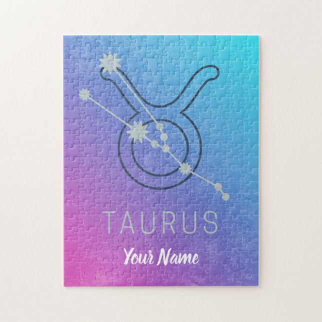 Puzzle Taurus Zodiac Star Sign Watercolor Horoscope (Vertical)