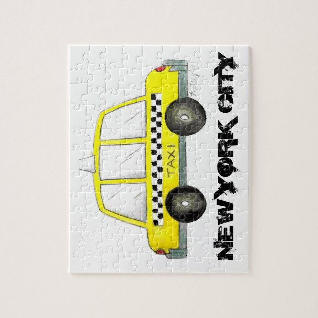 Puzzle Taxi NYC Jaune New York Ville À damiers voiture (Vertical)