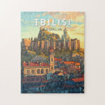 Puzzle Tbilisi Géorgie Illustration Voyage Art Vintage<br><div class="desc">Tbilissi design de déplacement vectoriel rétro. Tbilissi,  charmante capitale de la Géorgie,  est connue pour ses rues pavées,  sa vieille ville colorée et son mélange d'influences orientales et occidentales.</div>