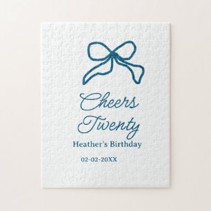 Puzzle Tcheers vingt nœud papillon bleu nom date boho rét