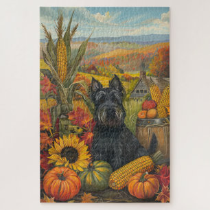 Puzzle Tchiens Terrier Chien Récolte d'Automne Action de 