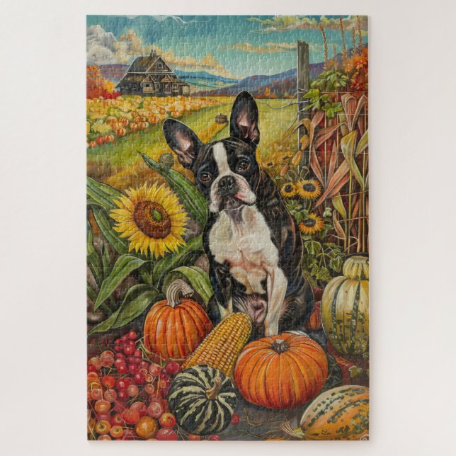 Puzzle Tchiot de Boston Moisson d'Automne Action de Grâce (Vertical)