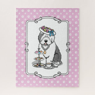 Puzzle Tea Party Vieux chien anglais (Grey 1)