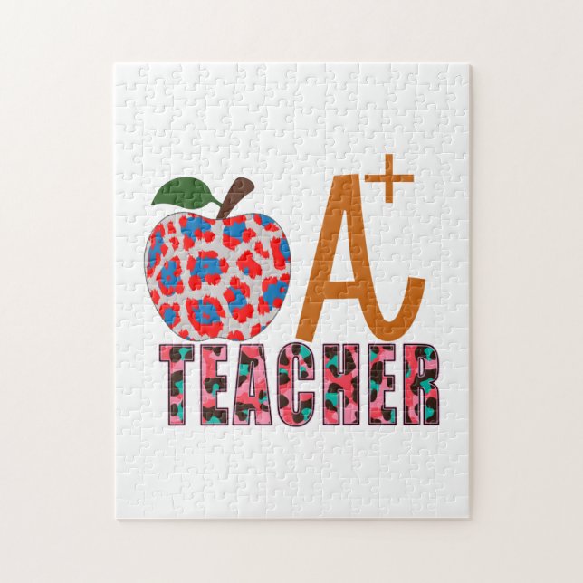 Puzzle Teacher Art Apple A Plus Teacher (Vertical)