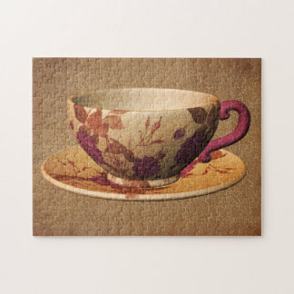 Puzzle Teacup Florale Sur L'Art Papier Vieilli