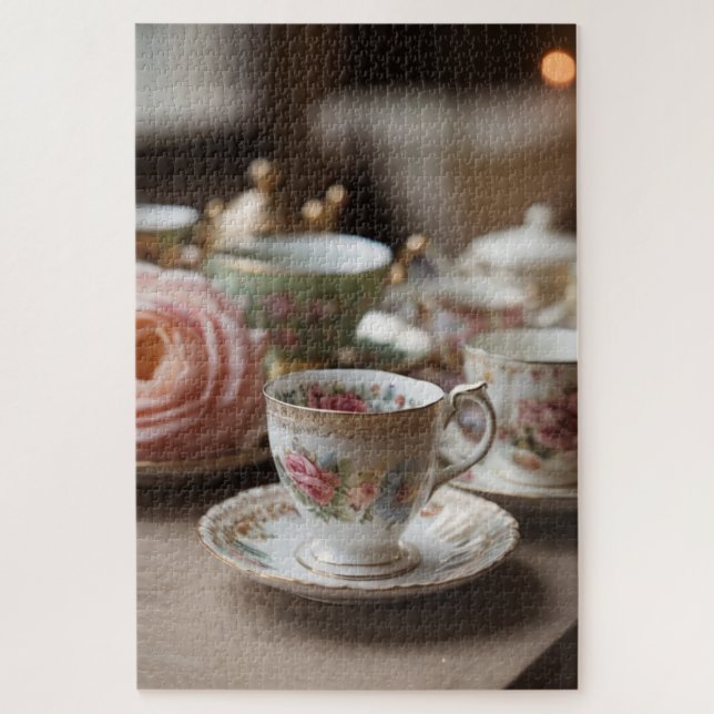 Puzzle Teacup vintage et élégant (Vertical)
