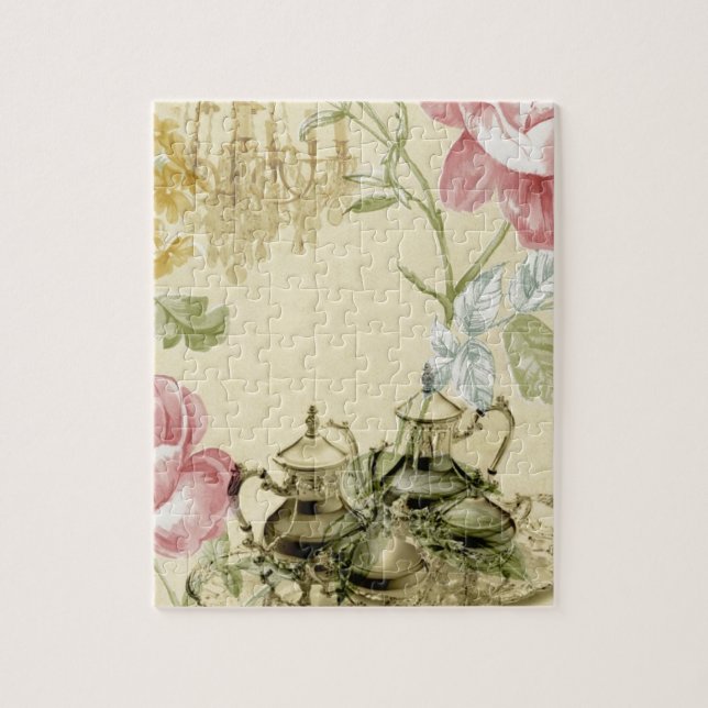 Puzzle Teapot Tea Party Paris Floral (Vertical)
