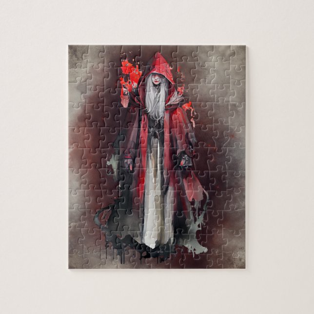 Puzzle Técherie | Sorcière rouge aux ombres gothiques du  (Vertical)
