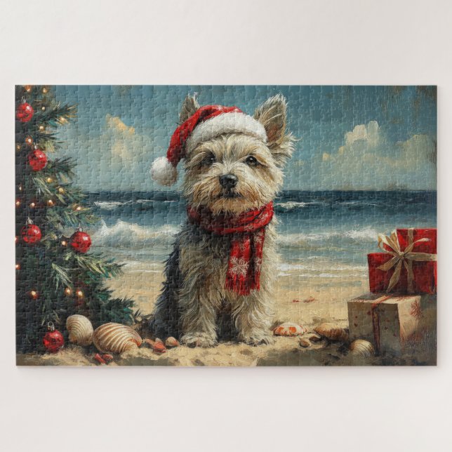 Puzzle Teck Terrier de l'Île de Skye Noël Plage Vintage (Horizontal)