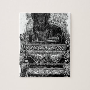 Puzzle Teckel sur le chien de couronne de trône