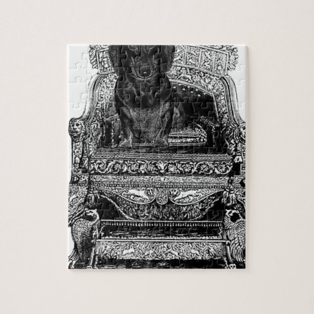 Puzzle Teckel sur le chien de couronne de trône (Vertical)