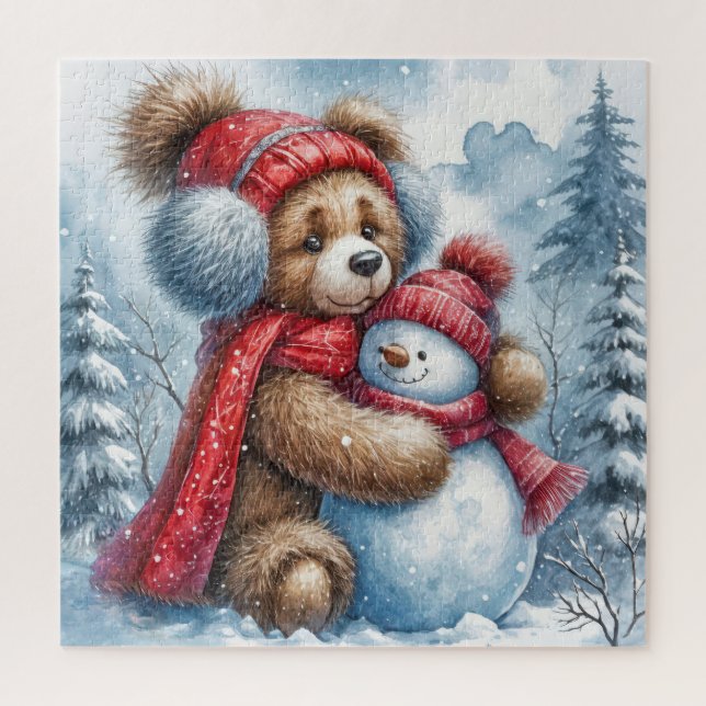 Puzzle Teddy Bear frappe un Snowman (Vertical)