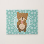 Puzzle Teddy Bear Heart<br><div class="desc">This design feent adorable brown bear holding a little heart.</div>