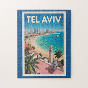 Puzzle Tel Aviv Israël Illustration Voyage Art Rétro