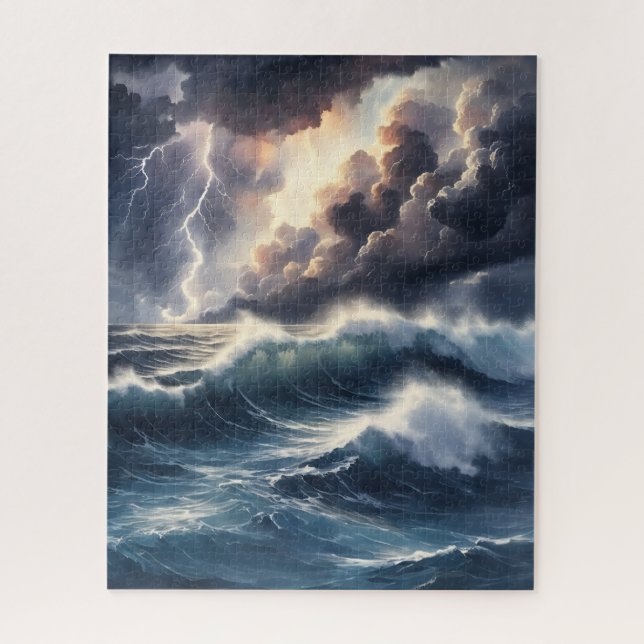 Puzzle Tempête D'Aquarelle En Mer (Vertical)