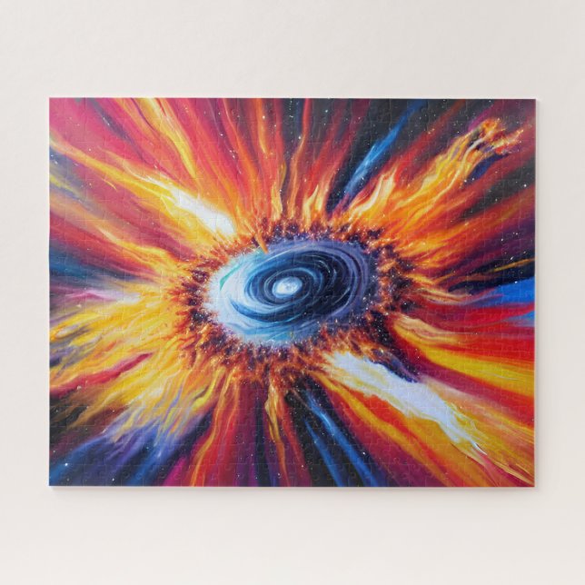 Puzzle Tempête de feu rouge et orange rétro qui éclate ma (Horizontal)