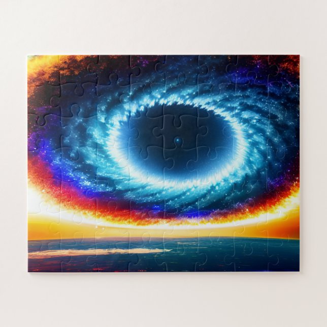 Puzzle Tempête galactique colorée sur une planète amusant (Horizontal)