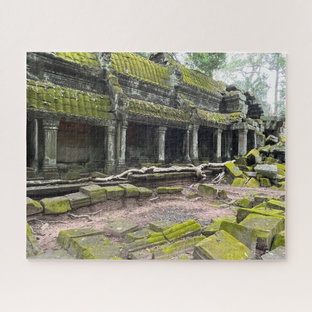 Puzzle Temple couvert de mousse Ta Prohm Cambodge (Horizontal)