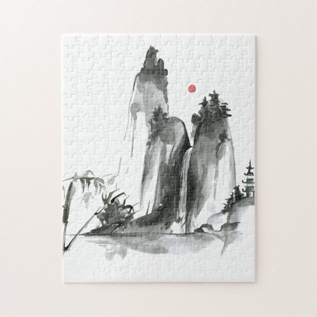 Puzzle Temple du bouddhisme zen dans les montagnes (Vertical)