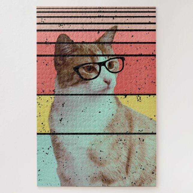 PUZZLE TENDANCE DRÔLE MIGNON CHAT VINTAGE   (Vertical)