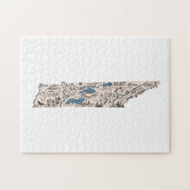 Puzzle Tennessee en forme de Tennessean carte photo Vinta (Horizontal)