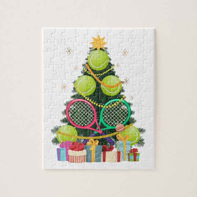 Puzzle Tennis Christmas Tree Joueur Tennis Coach (Vertical)