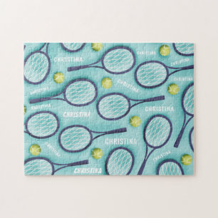 Puzzle Tennis Racket Ball & Kids Nom Motif Cute Sport