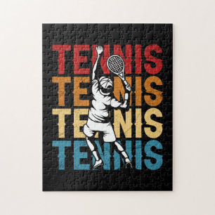 Puzzle Tennis Silhouette Retro Couleurs Joueur Vintage
