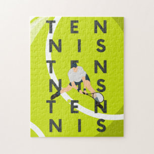 Puzzle Tennis Typographie Texte & Joueur Silhouette Enfan