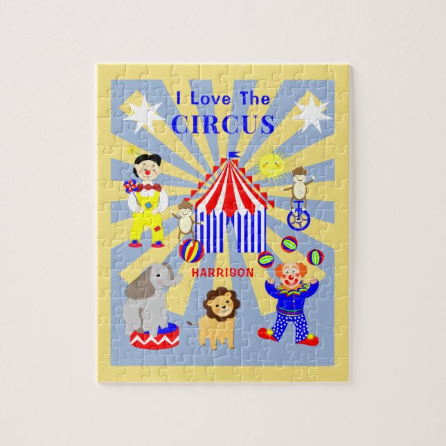 Puzzle Tente Cirque Cartoon Clowns & Animaux Personnalisé (Vertical)